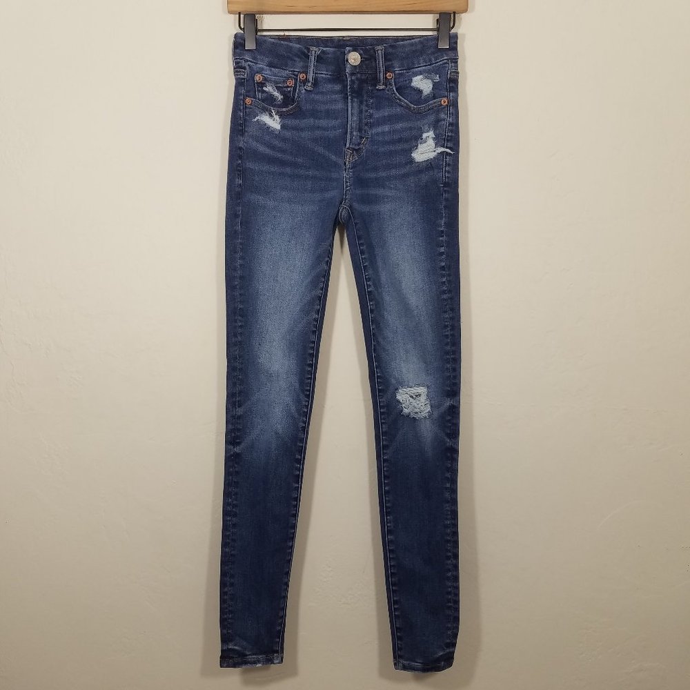 American Eagle Hi-Rise Jegging Distressed The Luxe Jean Size 2 Regular